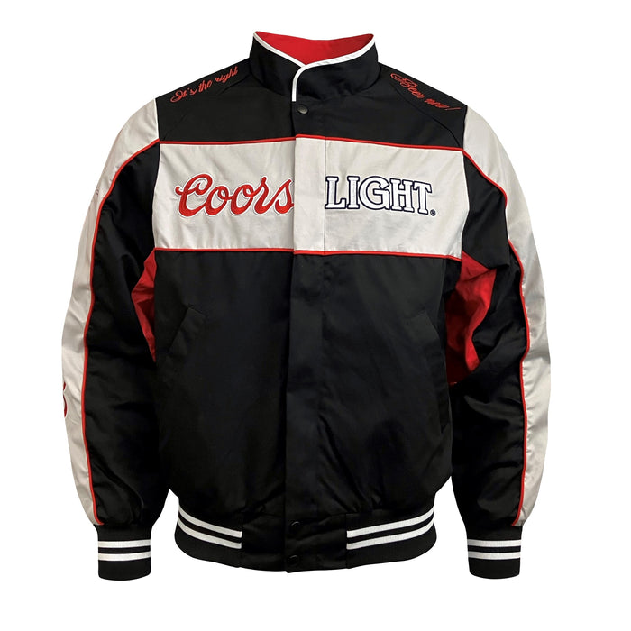 The Laundry Room Women's Faux Satin Coors Light Bomber Jacket